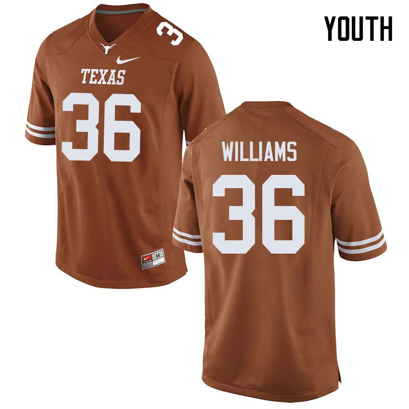 Youth #36 Kamari Williams Texas Longhorns College Football Jerseys Sale-Orange